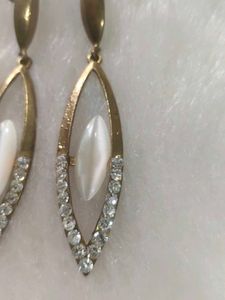 Elegant Drop Earrings with White Stones