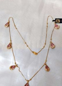 FIX PRICE Gold Plated Necklace with Pink Gems