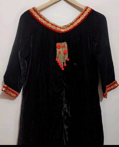 Black Velvet Party Wear Kurti For 34 Bust