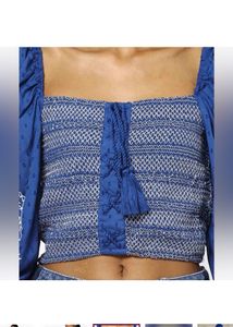 ONLYSlim Fit woven Crop Top with Embroidery