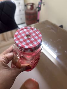 Set of 2 Red Mason Jar Glasses