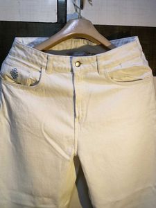 Cream Raw Hem Jeans