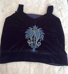 Velvet Embroidered Crop Top