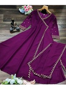 Elegant 💜 Kurta Set with Gold Embroidery