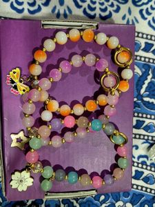 Boho Beaded Charm Bracelet - Butterfly & Flower