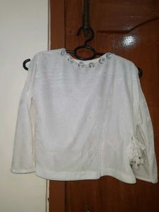 Elegant White Embellished Blouse