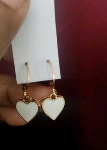 Cute White Heart Earrings