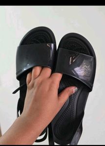 Crocs Black Wedge Sandals