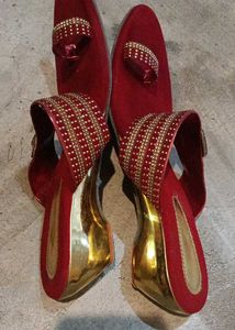 Red Embellished Ethnic sandal