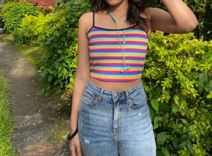 Rainbow Striped Crop Top