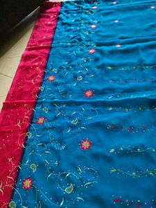 multi embroidered saree  with glitter