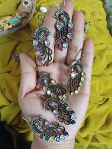 Peacock Design german Silver Earrings