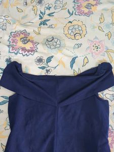Chic Navy Blue Off-Shoulder Top