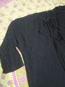 Black Eyelet Lace-Up Top