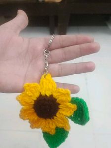 Sunflower Crochet Keychain