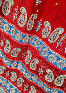 Elegant Red Lehenga Choli with Golden Dupatta