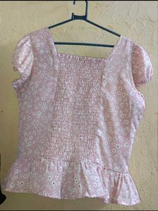 Pink Floral Peplum Blouse