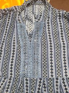 Blue Printed Peplum Kurta