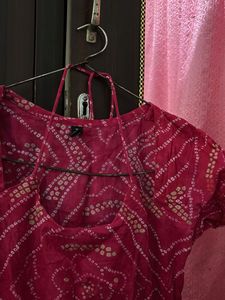 Vibrant Pink Bandhani Print Kurti