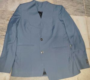 Women's Slate Blue Tailored Collarless Blazer