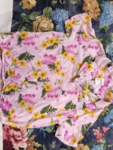 Pink Floral Short Sleeve Button-Up Shirt