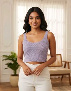 Lilac Knit Crop Tank Top