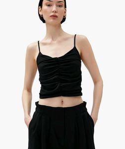 Koton Women's Draped Tank Top Strappy U Neck Shirt