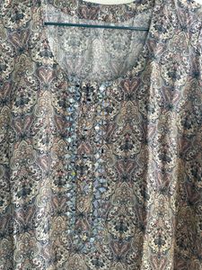 Ash Grey Embellished Neckline Suit pallazo set