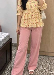 Charming Yellow Floral Ruffle Blouse