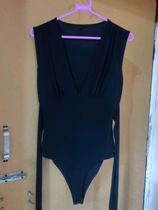 Black V-Neck Bodysuit