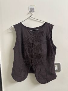 Elegant Brown Embroidered top