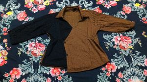 Unique Two-Tone Collared Top