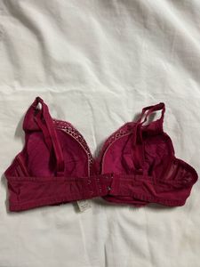 Lace Trimmed Pink Bra