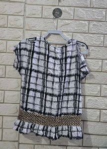 Chic Cold-Shoulder Plaid Top