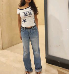 Cute Off-Shoulder Graphic Tee