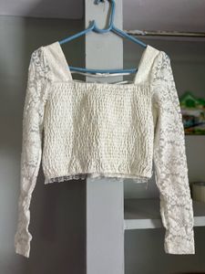 Korean Padded White Lace Corset Top