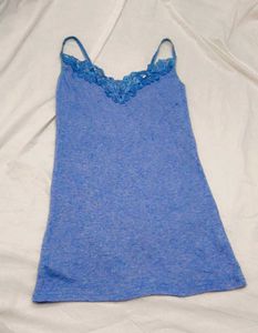 Blue Lace Trim Cami Top