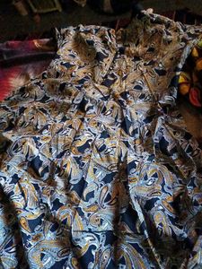 Elegant Paisley Print High-Low Gown