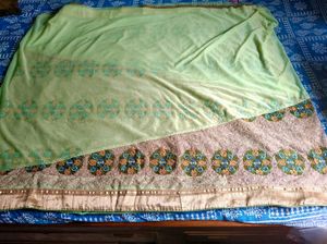 🔴 Premium Super Net Embroidered Saree With Petico