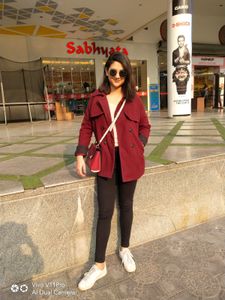 Stylish Maroon Double-Breasted Jacket
