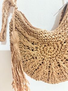 Boho Straw Crochet Crossbody Bag