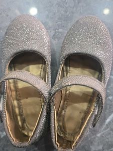 Girls Golden  Sparkly Ballerina Shoes