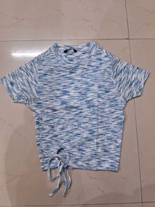 Blue Patterned Crop Top