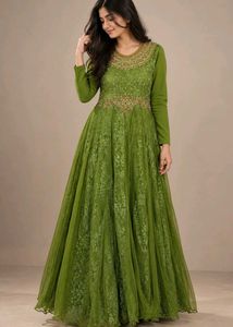 Beautiful Green Embroidered Gown