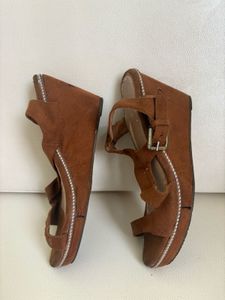 Brown Suede Wedge Sandals