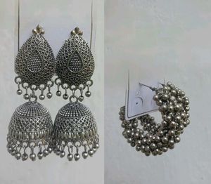 2-Pair Oxidised Earrings Combo