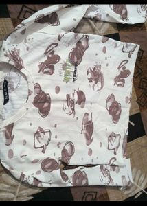 Cute Cartoon Print Long Sleeve  crop Top bust 30