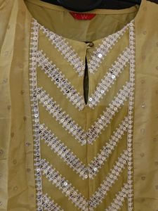 "W" Elegant Yellow Kurti with Sequins