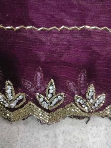 Elegant Purple Saree with Golden Border