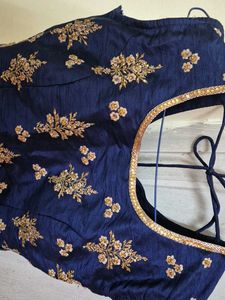 Embroidered Navy Blue Blouse